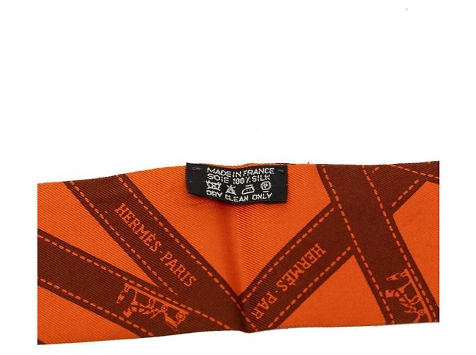 Hermès Pañuelo Twilly BOLDUC Hermes Castaño Naranja - vista 4