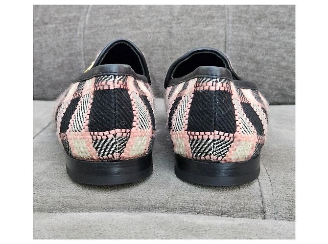 Mocassini a scacchi Gucci Horsebit Nero Rosa Bianco - vista 10