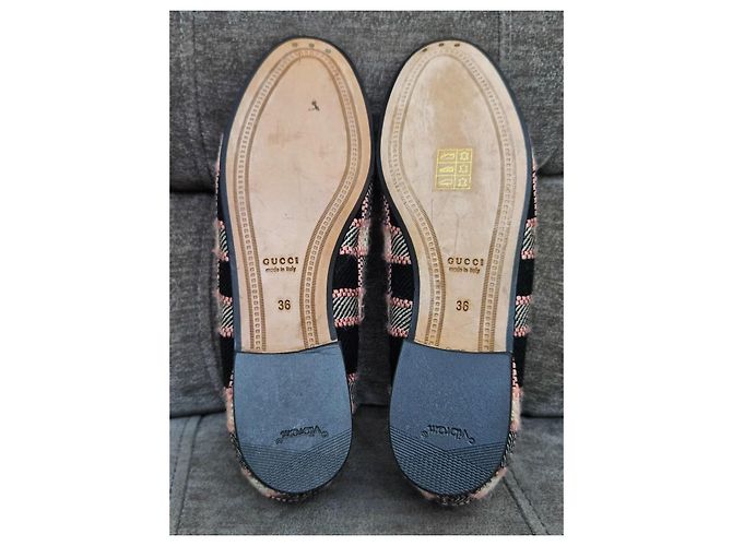 Mocassini a scacchi Gucci Horsebit Nero Rosa Bianco - vista 18