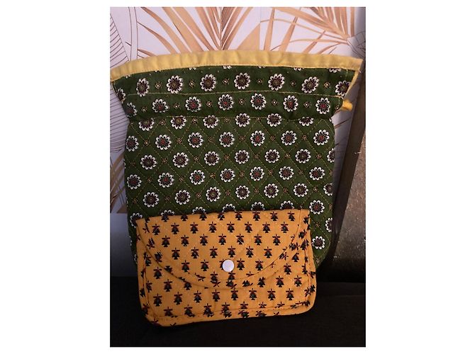 Borsa Bucket Hermès Paris con motivo a farfalla Bianco Verde Giallo - vista 12