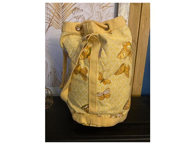 Borsa Bucket Hermès Paris con motivo a farfalla Bianco Verde Giallo - vista 3