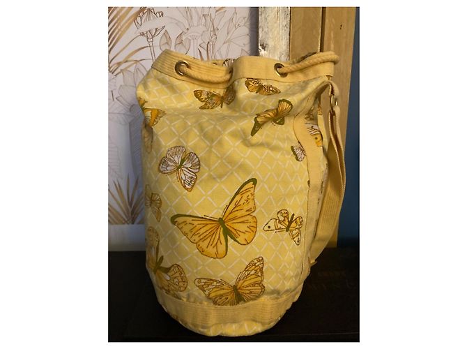Borsa Bucket Hermès Paris con motivo a farfalla Bianco Verde Giallo - vista 4