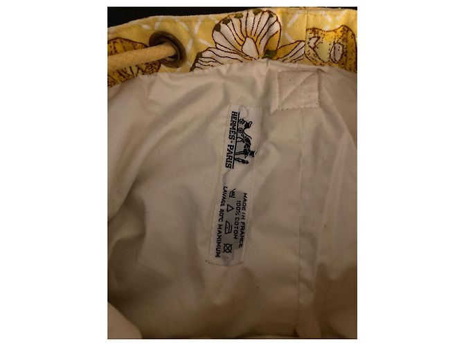 Borsa Bucket Hermès Paris con motivo a farfalla Bianco Verde Giallo - vista 7