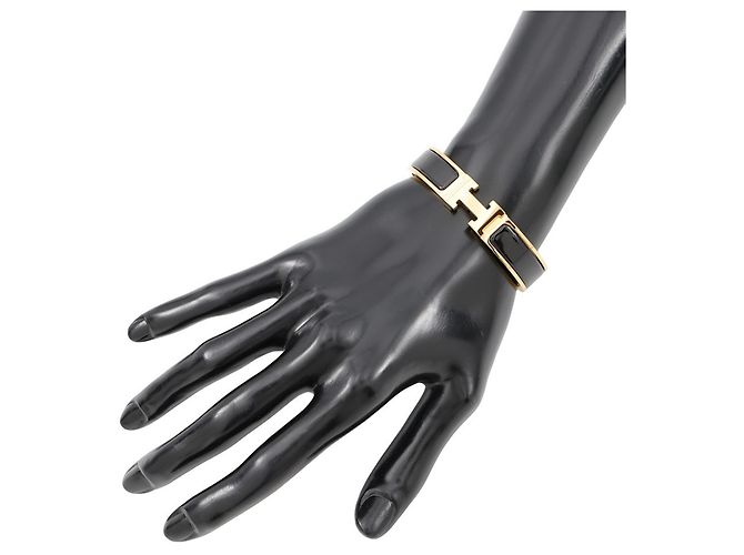 Hermès Hermes Click H Armband mit Anhänger Schwarz Golden - Ansicht 4