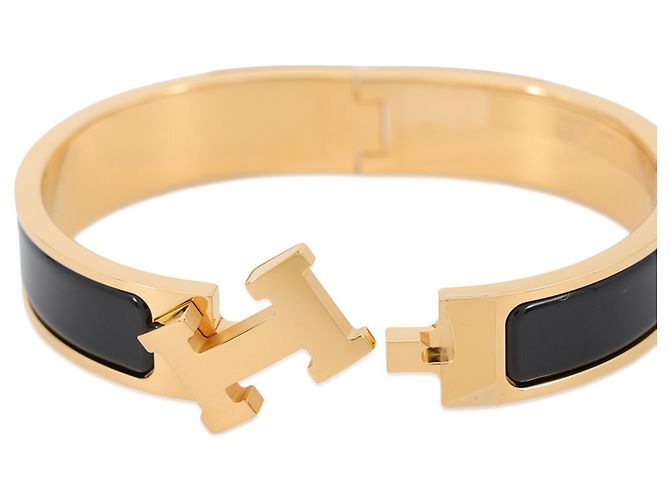 Hermès Hermes Click H Armband mit Anhänger Schwarz Golden - Ansicht 5