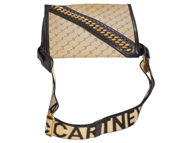 Stella Mc Cartney Borsa a tracolla Falabella con patta e catena in tela monogram STELLA MCCARTNEY Nero Beige - vista 10