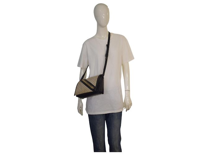 Stella Mc Cartney Borsa a tracolla Falabella con patta e catena in tela monogram STELLA MCCARTNEY Nero Beige - vista 19