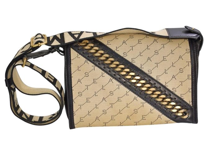 Stella Mc Cartney Borsa a tracolla Falabella con patta e catena in tela monogram STELLA MCCARTNEY Nero Beige - vista 5