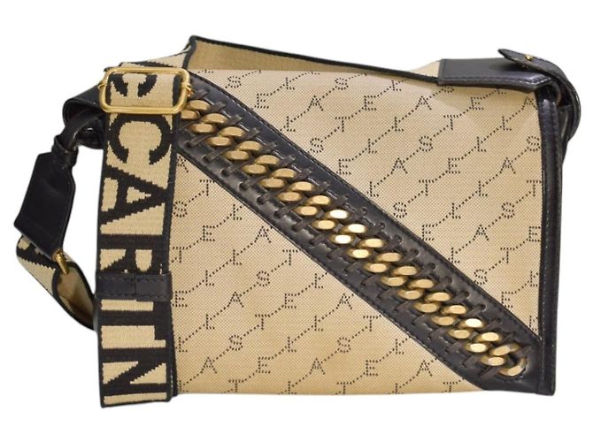 Stella Mc Cartney Borsa a tracolla Falabella con patta e catena in tela monogram STELLA MCCARTNEY Nero Beige - vista 6
