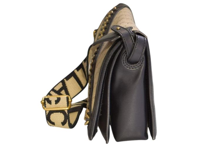 Stella Mc Cartney Borsa a tracolla Falabella con patta e catena in tela monogram STELLA MCCARTNEY Nero Beige - vista 9