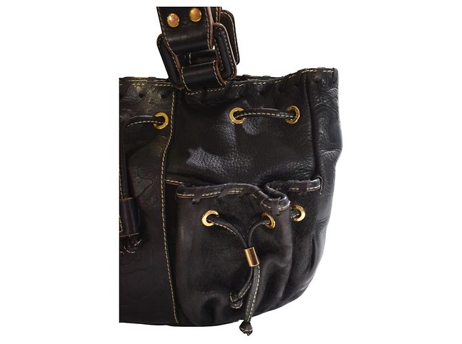 Autre Marque Borsa a tracolla TOUS in pelle nera goffrata con orso, coulisse e tasche multiple Nero - vista 14
