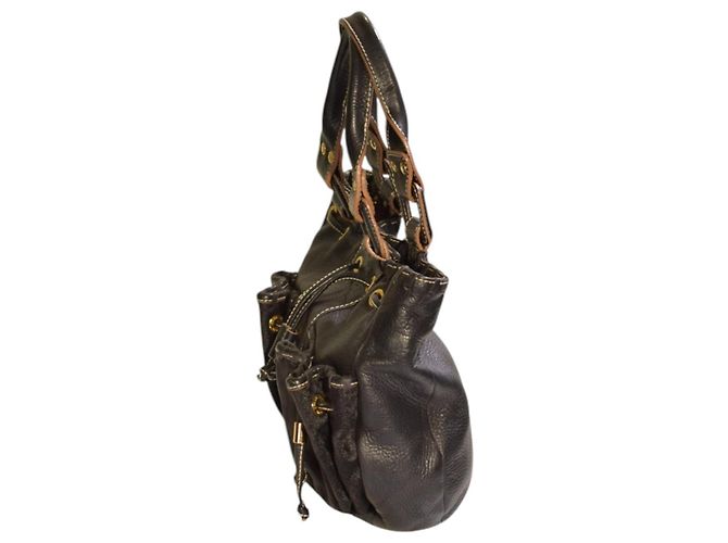Autre Marque Borsa a tracolla TOUS in pelle nera goffrata con orso, coulisse e tasche multiple Nero - vista 7