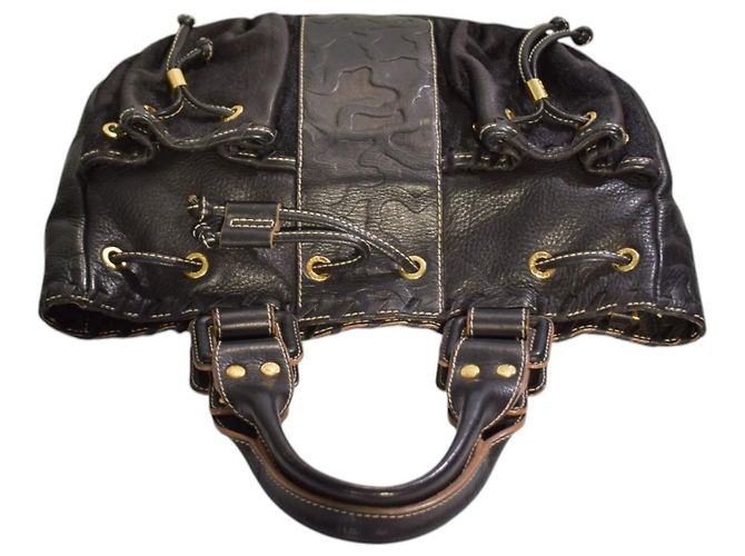 Autre Marque Borsa a tracolla TOUS in pelle nera goffrata con orso, coulisse e tasche multiple Nero - vista 8