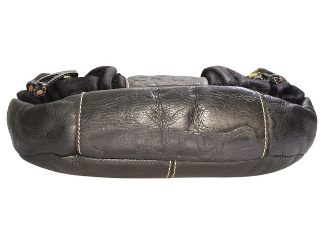 Autre Marque Borsa a tracolla TOUS in pelle nera goffrata con orso, coulisse e tasche multiple Nero - vista 9