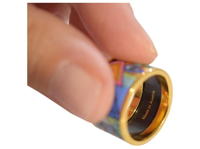 Frey Wille FREYWILLE Vergoldeter Emaille Gustav Klimt Geometrischer Bandring Österreich - Ansicht 6