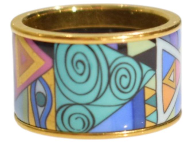 Frey Wille FREYWILLE Vergoldeter Emaille Gustav Klimt Geometrischer Bandring Österreich - Ansicht 7