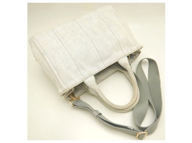 Borsa Tote Prada Canapa 1BG439 Bianco - vista 3