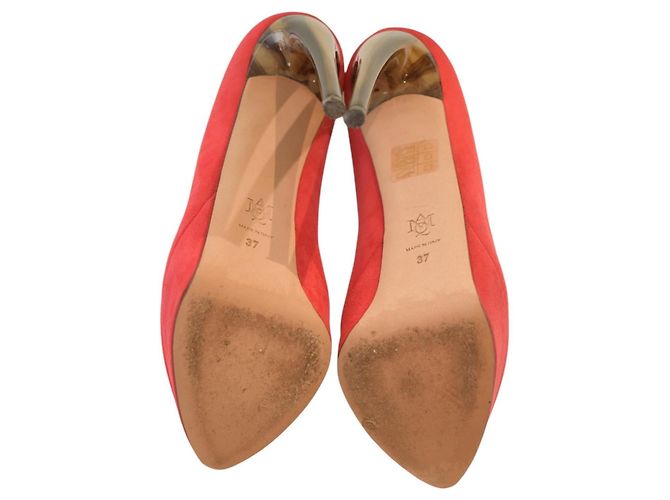 ALEXANDER MCQUEEN Plateau-Pumps mit Stiletto-Absatz aus Wildleder und Resin Coral Red EU 37 Rot - Ansicht 10