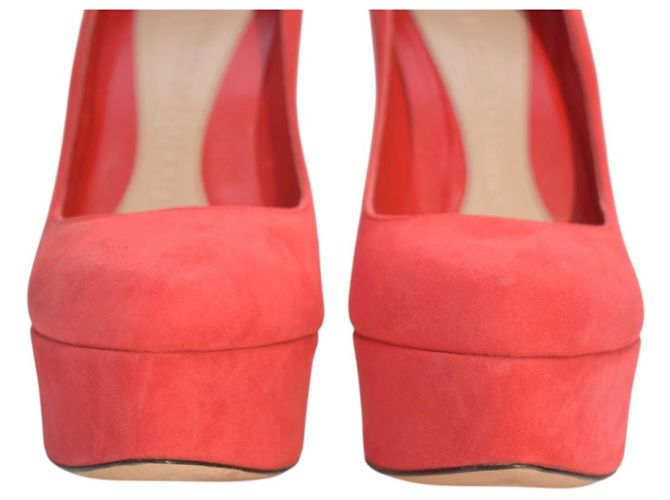 ALEXANDER MCQUEEN Plateau-Pumps mit Stiletto-Absatz aus Wildleder und Resin Coral Red EU 37 Rot - Ansicht 14