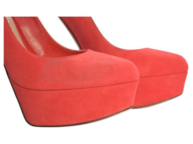 ALEXANDER MCQUEEN Plateau-Pumps mit Stiletto-Absatz aus Wildleder und Resin Coral Red EU 37 Rot - Ansicht 15