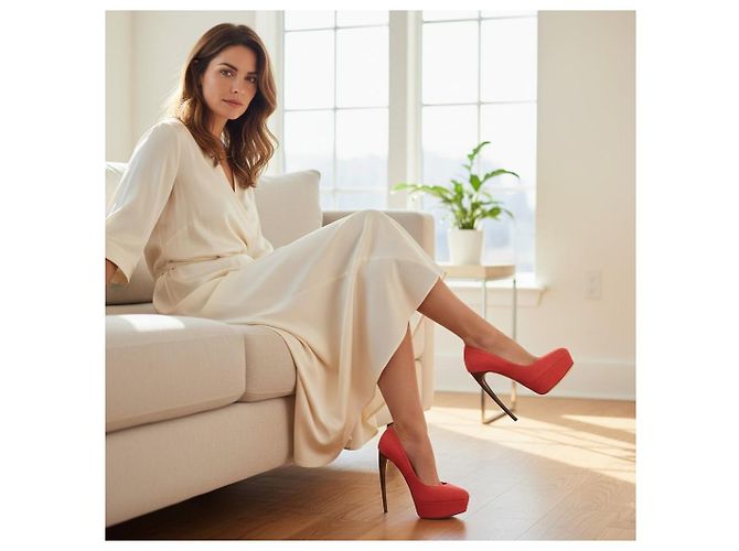 ALEXANDER MCQUEEN Plateau-Pumps mit Stiletto-Absatz aus Wildleder und Resin Coral Red EU 37 Rot - Ansicht 3