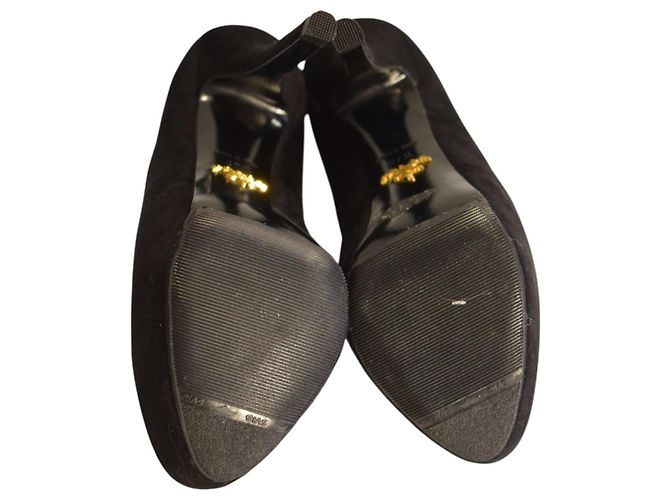 Décolleté platform con tacco a spillo in camoscio nero PRADA EU 37.5 Made in Italy - vista 11