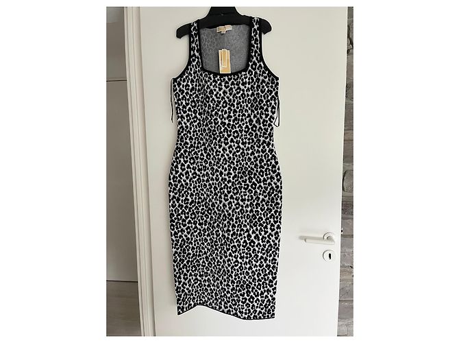 Michael Kors Abito midi leopardato Nero Bianco Stampa leopardo - vista 3