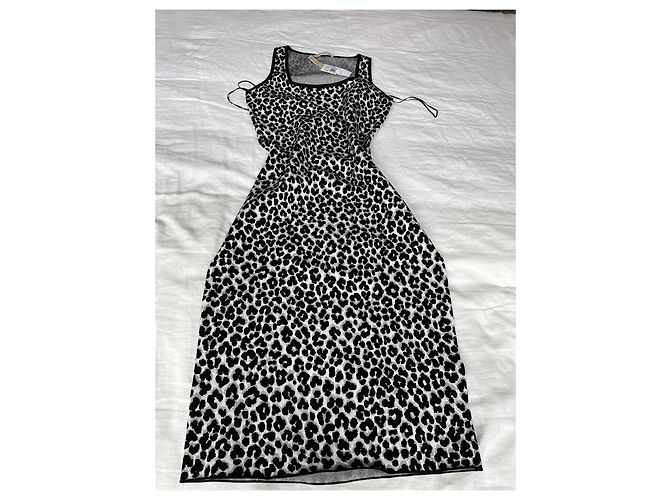 Michael Kors Abito midi leopardato Nero Bianco Stampa leopardo - vista 8