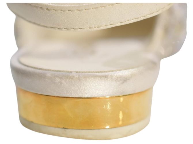 Décolleté slingback basse CHANEL crema impreziosite da perle e cristalli con fiocco CC intrecciato 35.5 Nero Bianco - vista 19