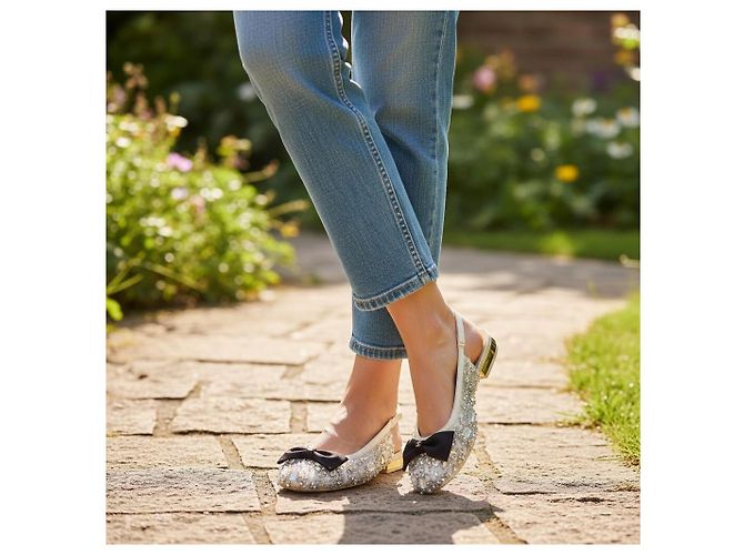 Décolleté slingback basse CHANEL crema impreziosite da perle e cristalli con fiocco CC intrecciato 35.5 Nero Bianco - vista 6