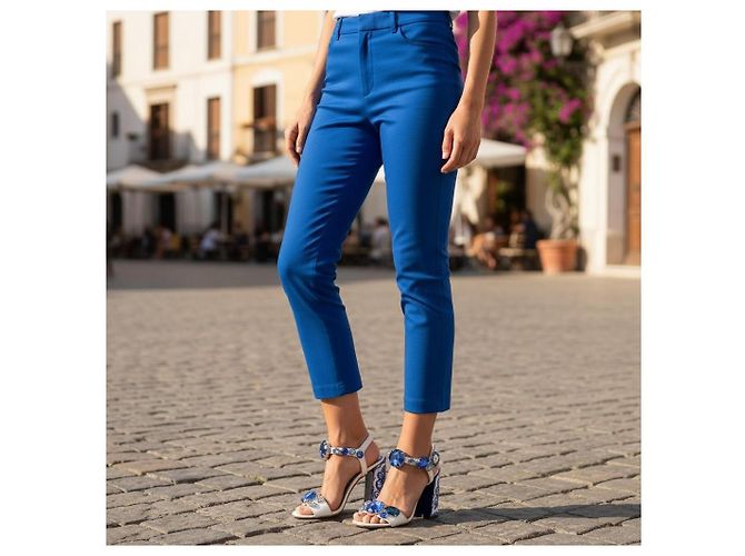 Sandalias DOLCE & GABBANA White Blue Majolica adornadas con cristales EU 36 Blanco Azul - vista 7