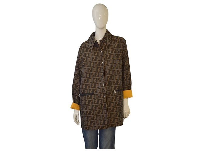 FENDI JEANS Reversible Zucca FF Monogram Yellow Jacke IT 42 US 6 Braun - Ansicht 4