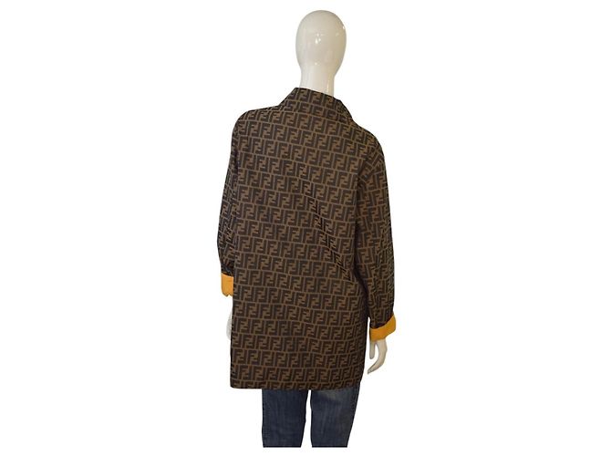 FENDI JEANS Reversible Zucca FF Monogram Yellow Jacke IT 42 US 6 Braun - Ansicht 5
