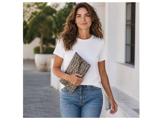 GIVENCHY Antigona Kuvert-Clutch aus Pythonschlange mit Staubbeutel Weiß Grau Python drucken - Ansicht 4