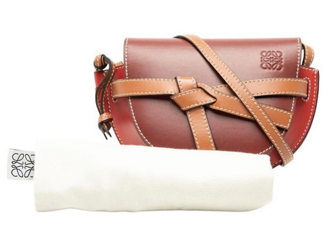 Bolsa de Ombro Loewe Gate Mini Marrom Vermelho - vista 7