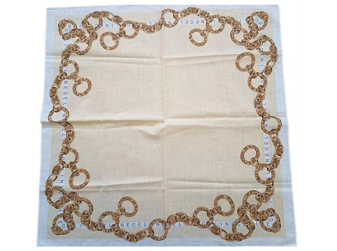 Céline Pañuelo de seda CELINE con motivo de cadena Beige Gold hardware - vista 5