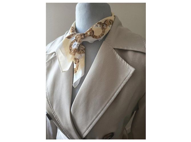 Céline Pañuelo de seda CELINE con motivo de cadena Beige Gold hardware - vista 7
