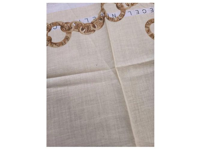 Céline Pañuelo de seda CELINE con motivo de cadena Beige Gold hardware - vista 9