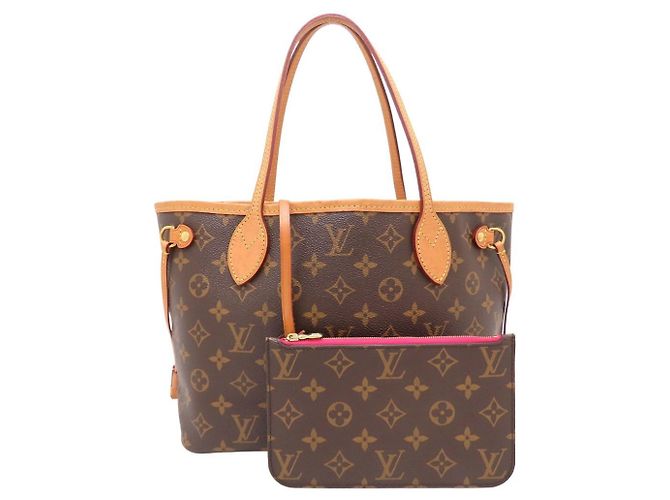 Borsa Tote Louis Vuitton Monogram Neverfull PM Marrone Fuschia - vista 2