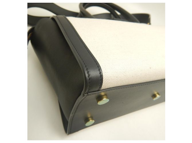 Borsa a mano Yves Saint Laurent Downtown Baby Nero Bianco - vista 10