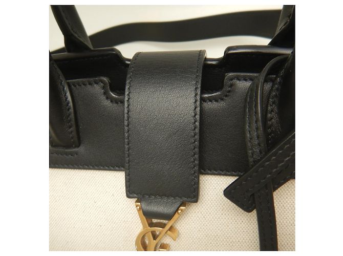 Borsa a mano Yves Saint Laurent Downtown Baby Nero Bianco - vista 11
