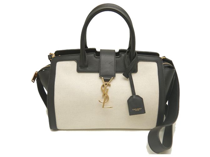 Borsa a mano Yves Saint Laurent Downtown Baby Nero Bianco - vista 2