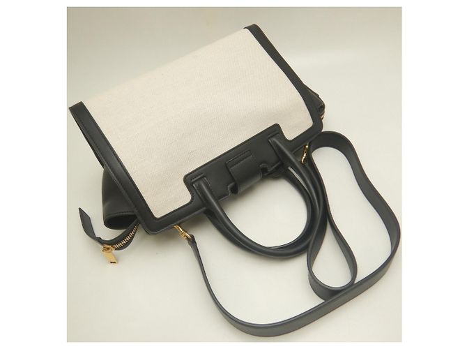 Borsa a mano Yves Saint Laurent Downtown Baby Nero Bianco - vista 3