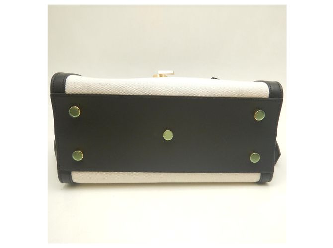 Borsa a mano Yves Saint Laurent Downtown Baby Nero Bianco - vista 6