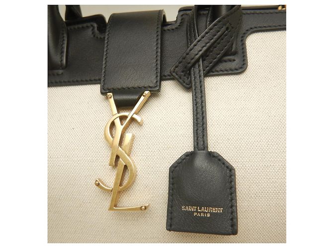 Borsa a mano Yves Saint Laurent Downtown Baby Nero Bianco - vista 9