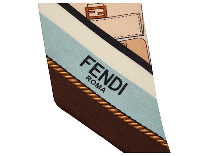 Sciarpa Fendi Rappie FF Logo Multicolore Beige - vista 2