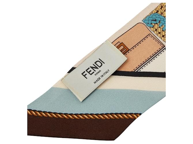 Sciarpa Fendi Rappie FF Logo Multicolore Beige - vista 3