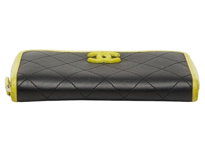Chanel Coco Mark Matelassé Langbeutel Schwarz Gelb - Ansicht 3