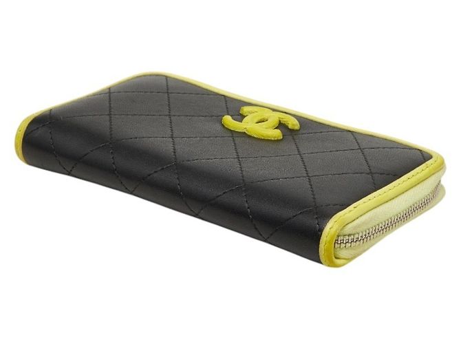 Chanel Coco Mark Matelassé Langbeutel Schwarz Gelb - Ansicht 4