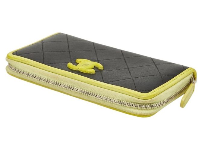 Chanel Coco Mark Matelassé Langbeutel Schwarz Gelb - Ansicht 5